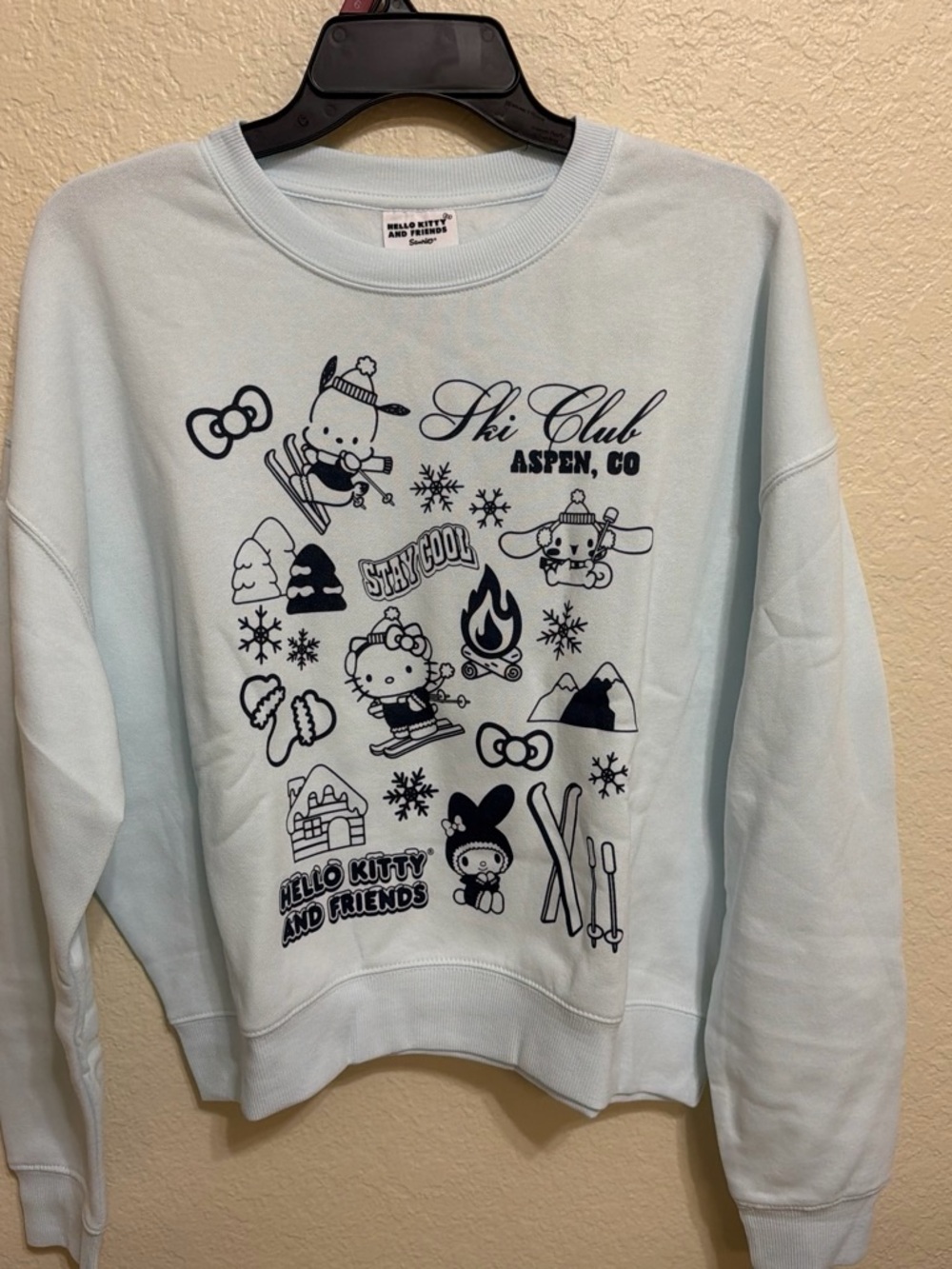 Hello Kitty Light Blue Ski Club Graphic Crewneck Sweater